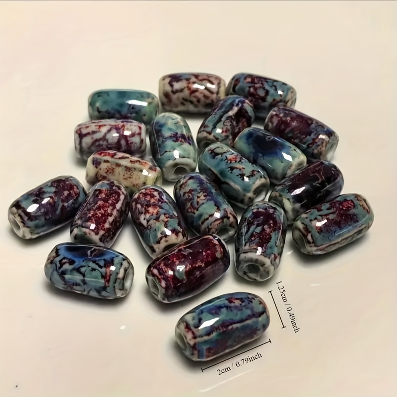 Random Mixed Color High-Temperature Fired Ceramic Bead Set, 16pcs